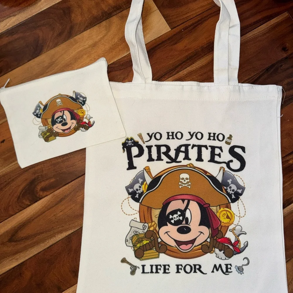 Mickey Pirate Themed Tote and Pouch Set